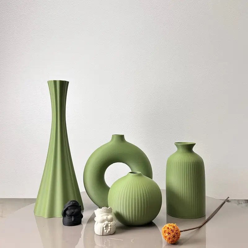 Olive Green Artistic Vase Set