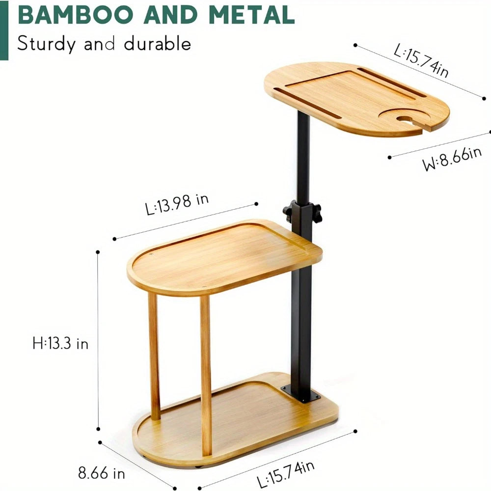 Rotating Bamboo Bathtub Side Table