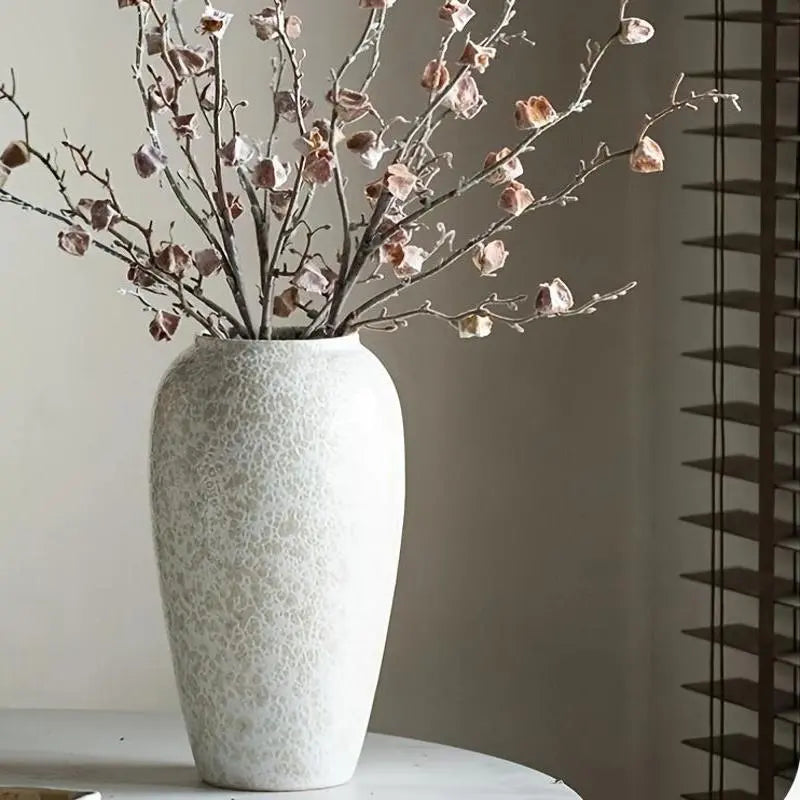 Premium White Ceramic Vase with Sculptural Texture