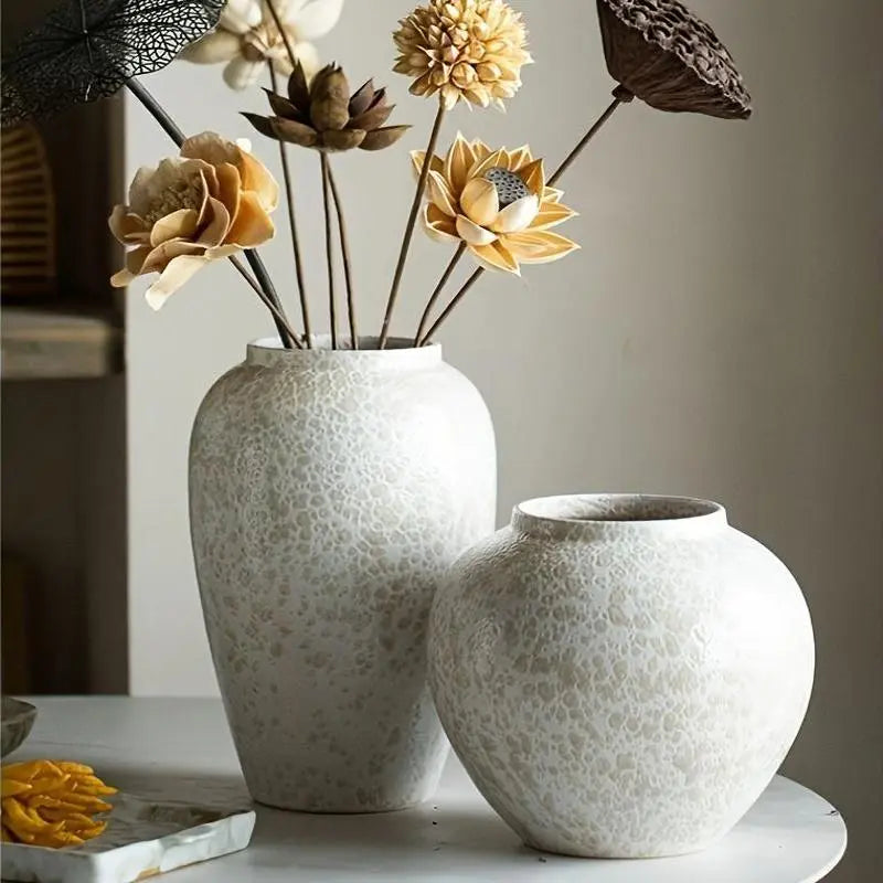 Premium White Ceramic Vase with Sculptural Texture