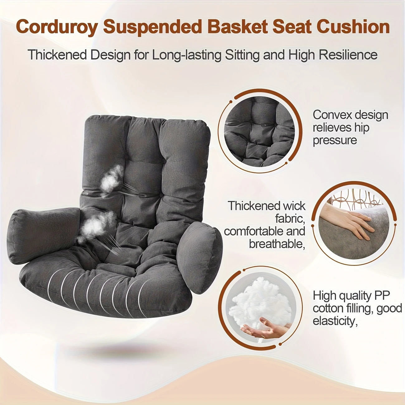 Velvet Egg Chair with Detachable Cushion