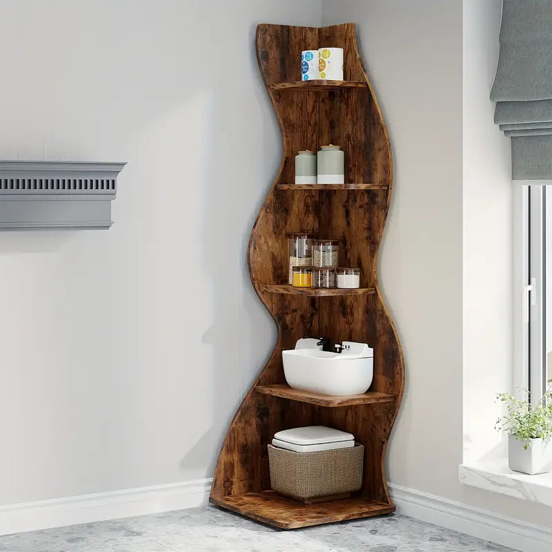 Curved Seagrass Inspired Corner Shelf