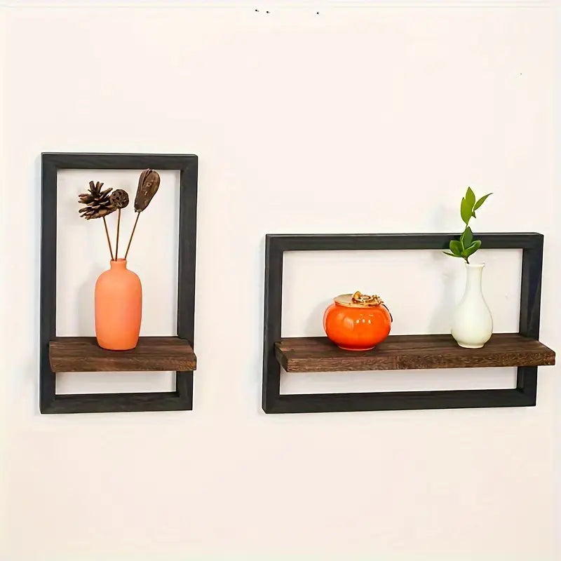 Retro Wooden Wall Shelf Set