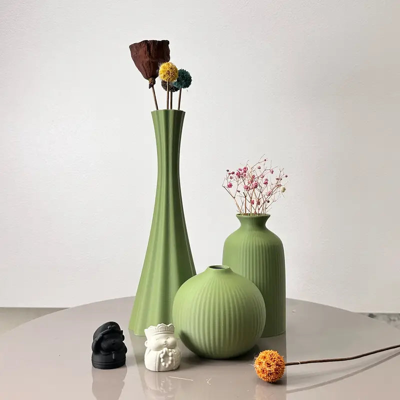 Olive Green Artistic Vase Set