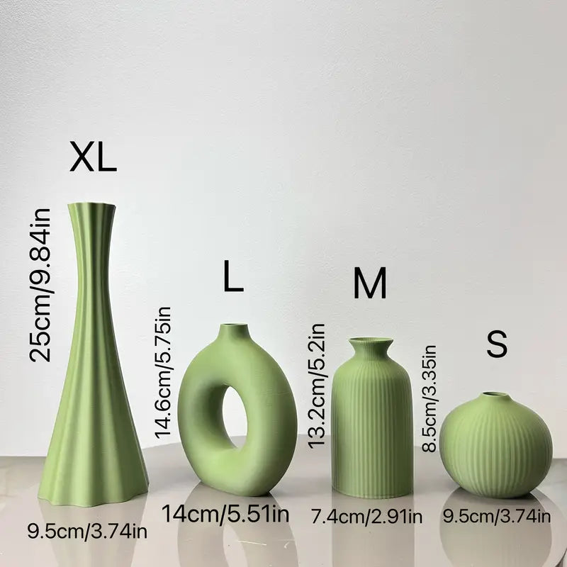 Olive Green Artistic Vase Set