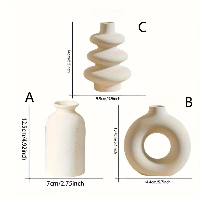 Elegant Bohemian Ceramic Trio Vase Set