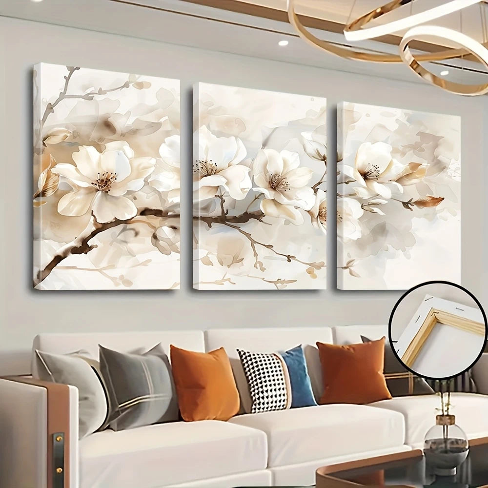 Magnolia Flower Canvas Wall Art Set