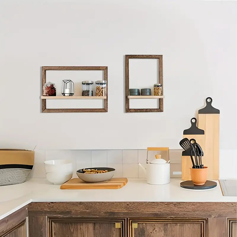 Retro Wooden Wall Shelf Set