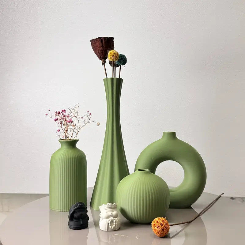 Olive Green Artistic Vase Set
