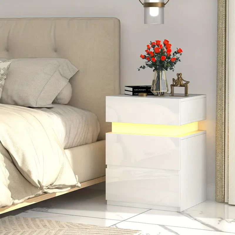 Glossy Finish Side Table for Bedroom