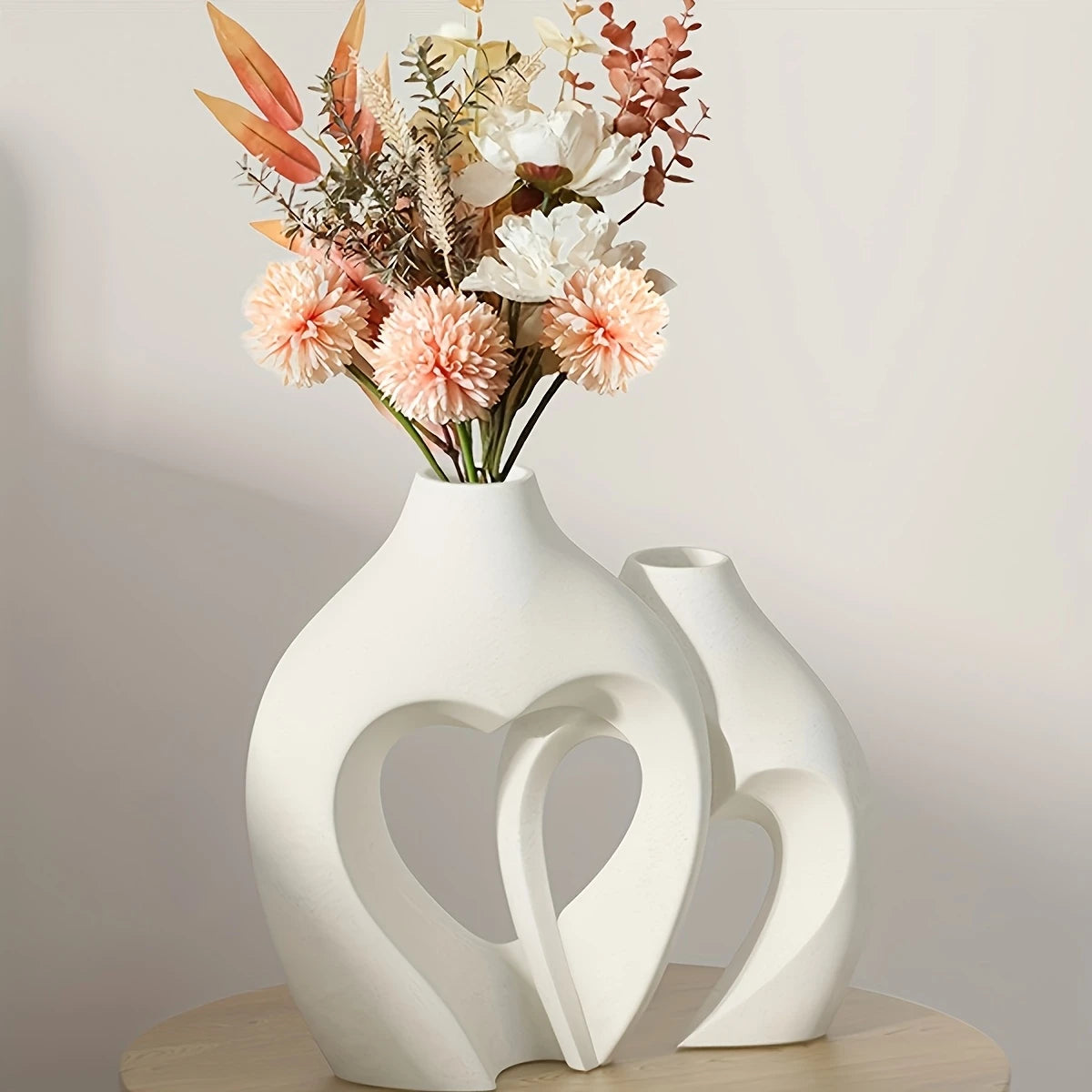 Elegant Heart-Shaped Ceramic Vase Set