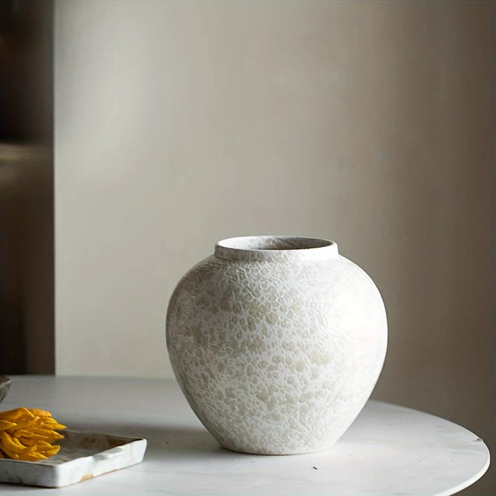 Premium White Ceramic Vase with Sculptural Texture
