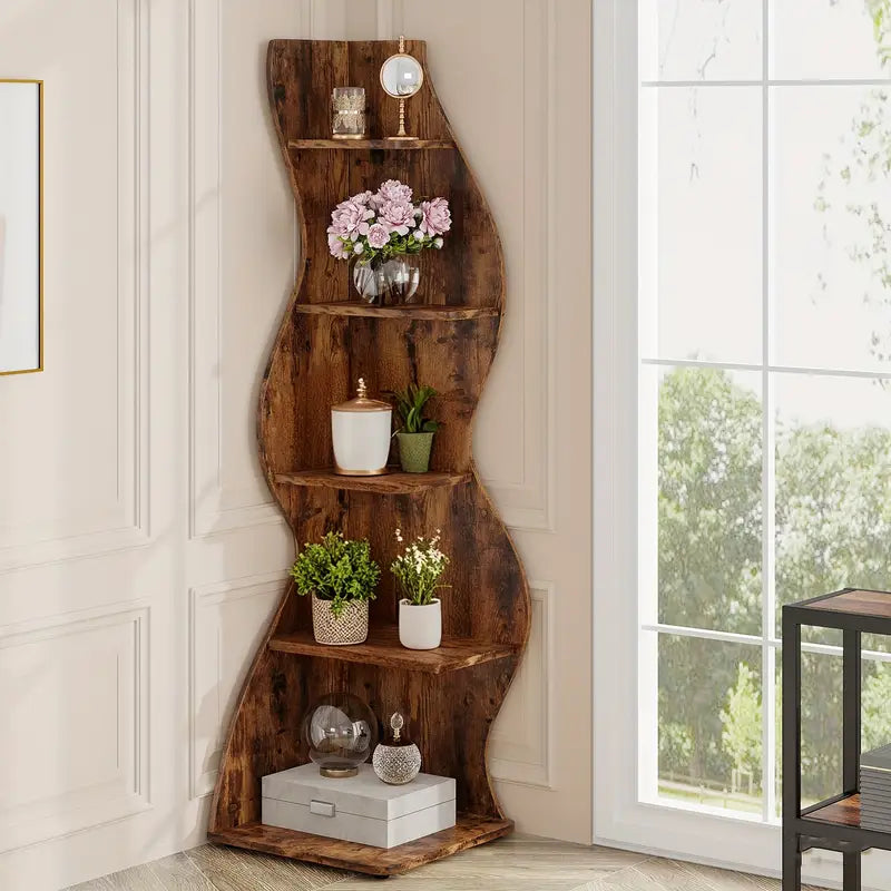 Curved Seagrass Inspired Corner Shelf