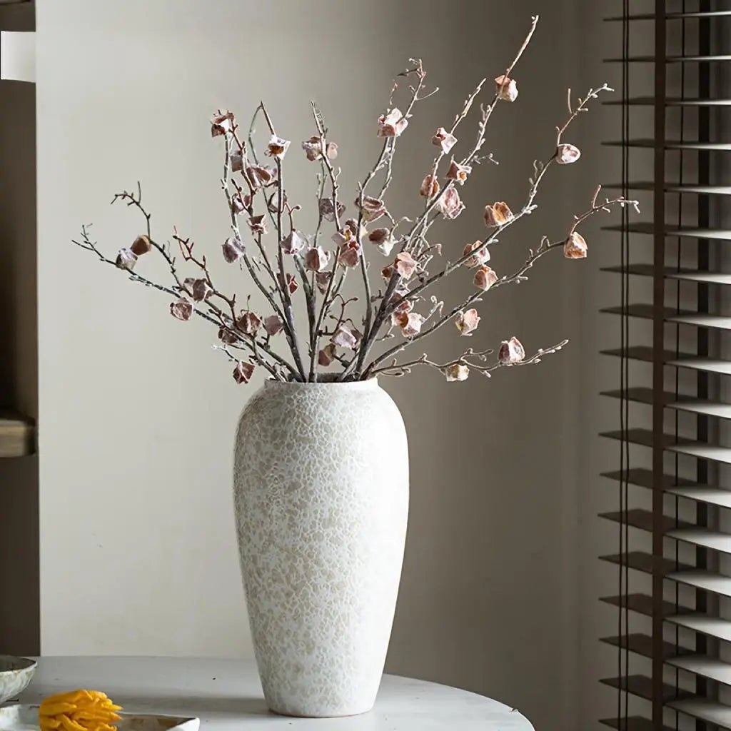 Premium White Ceramic Vase with Sculptural Texture