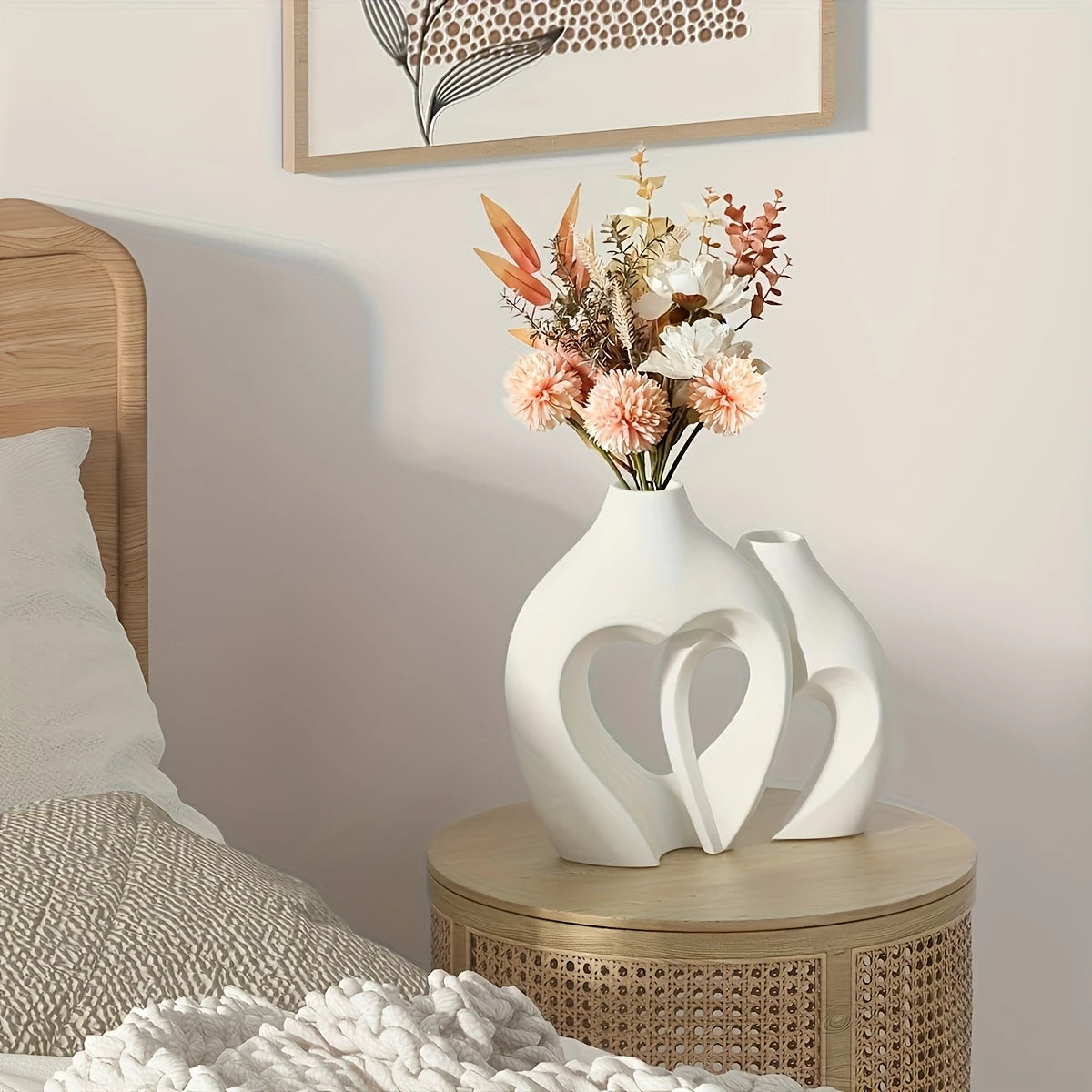 Elegant Heart-Shaped Ceramic Vase Set