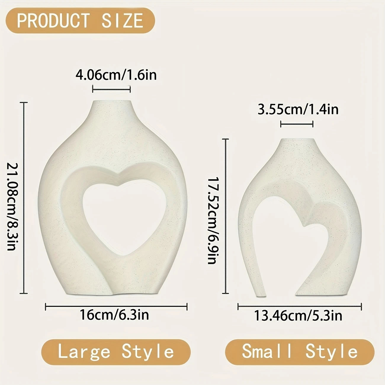 Elegant Heart-Shaped Ceramic Vase Set