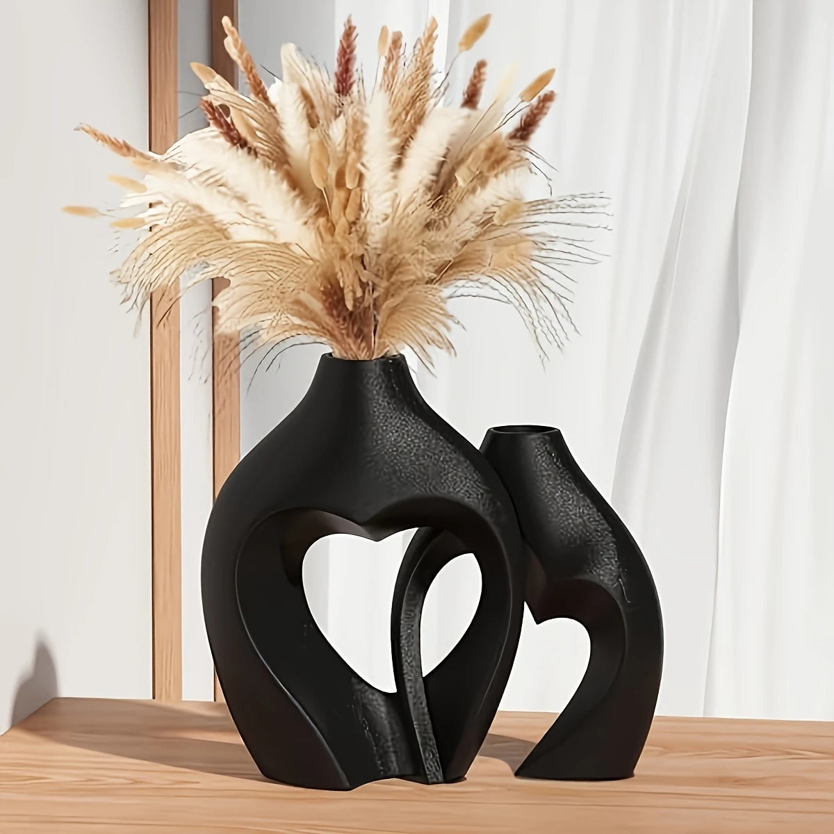 Elegant Heart-Shaped Ceramic Vase Set