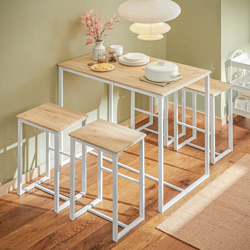 Dining Table with 4 Bar Stools Wood