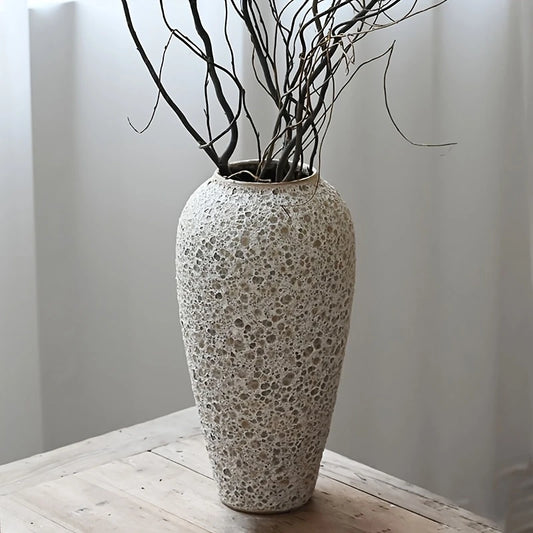 Large White Textured Ceramic Vase