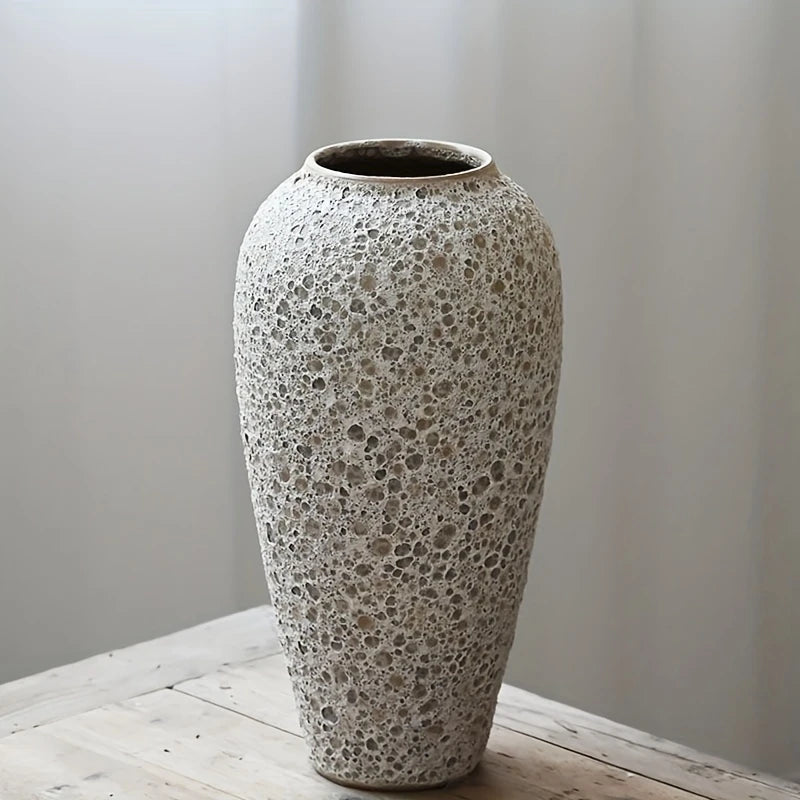 Large White Textured Ceramic Vase