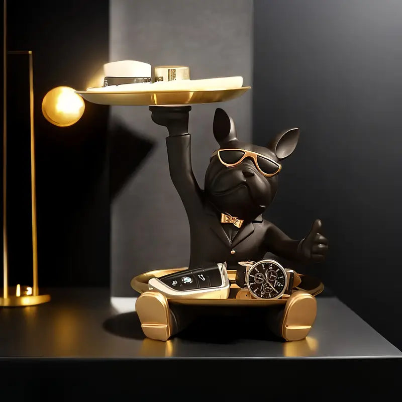 French Bulldog Resin Tray Figurine