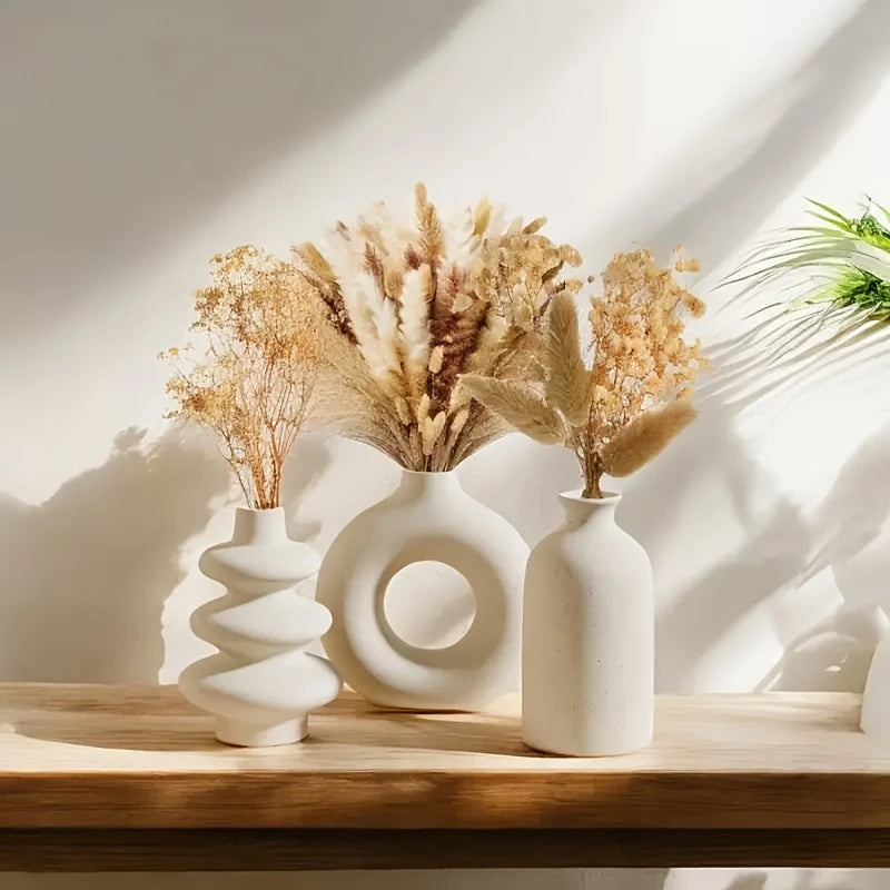 Elegant Bohemian Ceramic Trio Vase Set