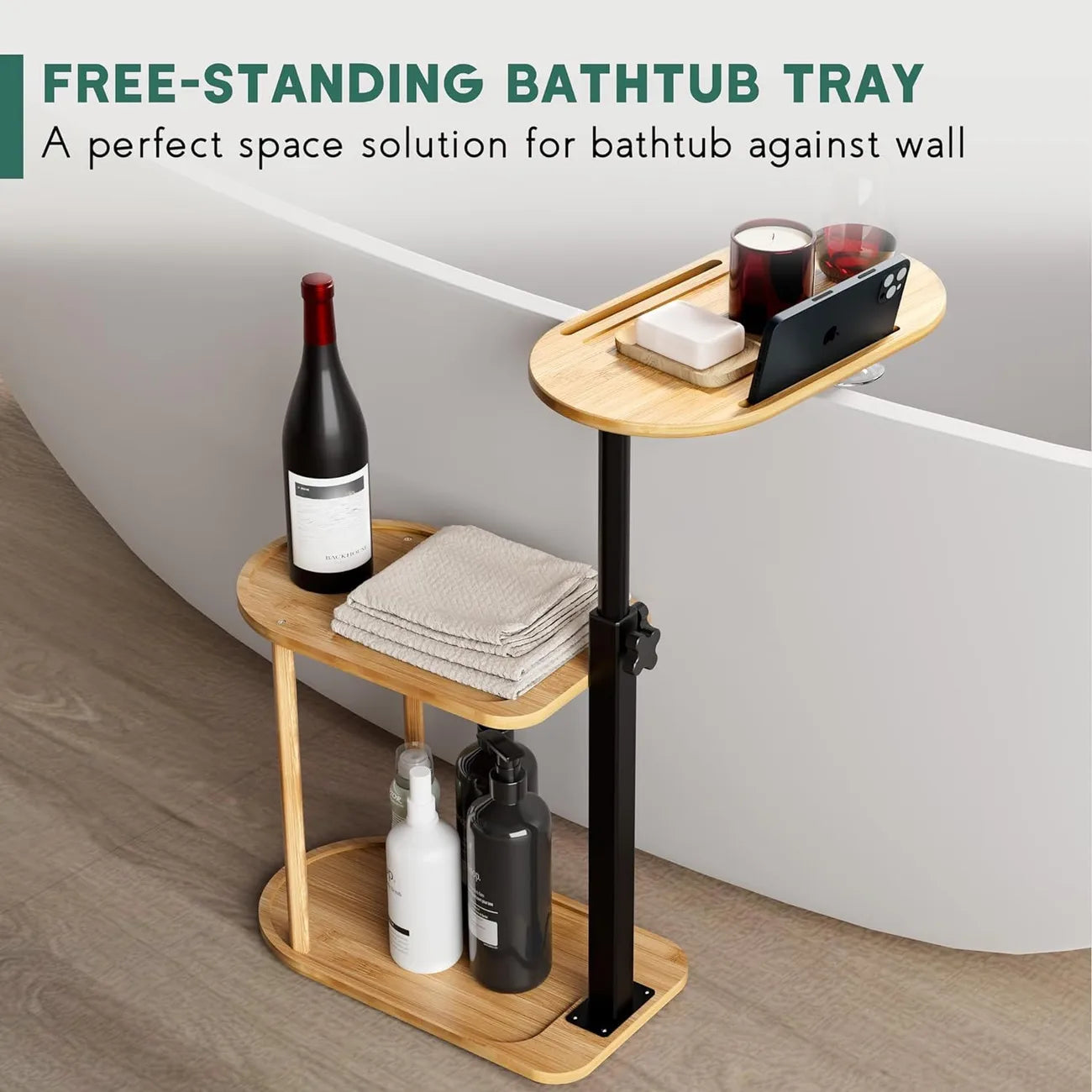 Rotating Bamboo Bathtub Side Table
