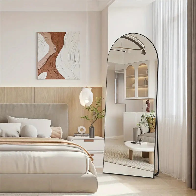Floor Mirror with Black Metal Frame