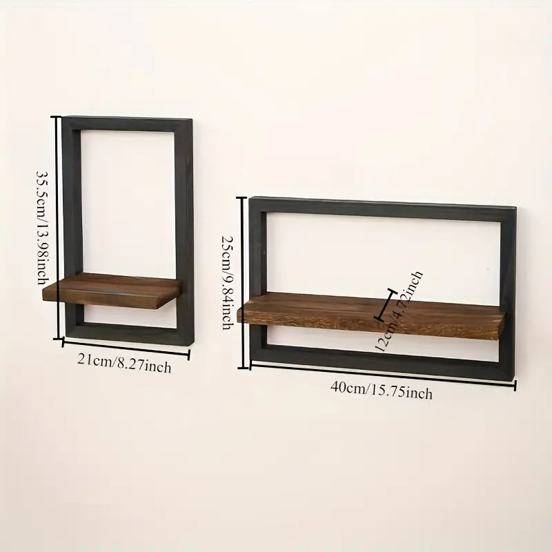 Retro Wooden Wall Shelf Set