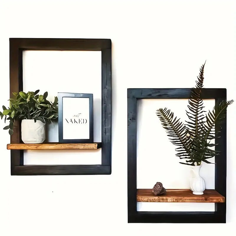 Retro Wooden Wall Shelf Set