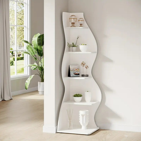 Curved Seagrass Inspired Corner Shelf
