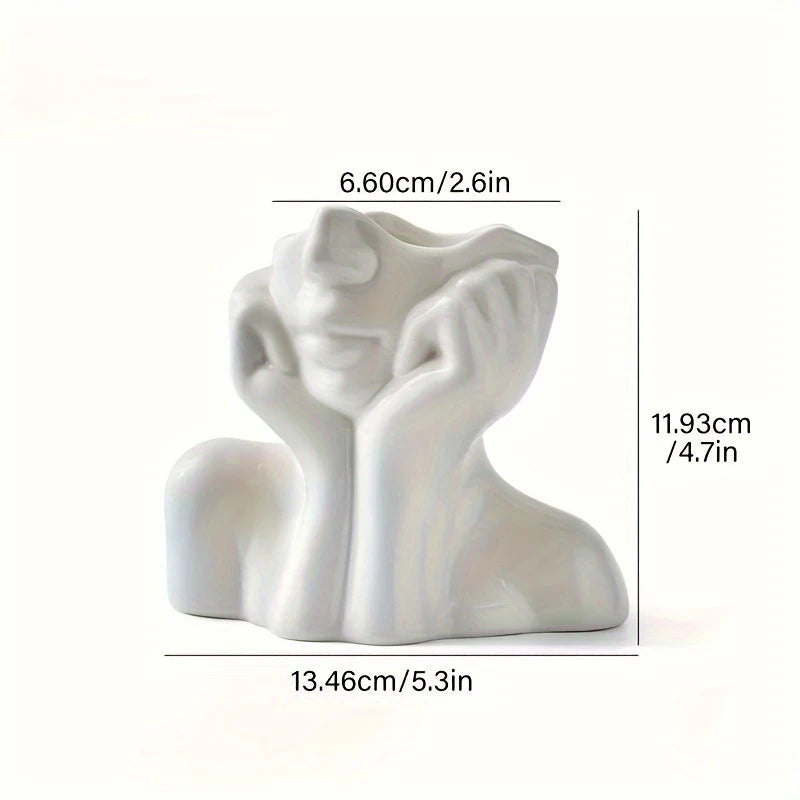 Contemporary Ceramic Face Vase for Home And Office Décor