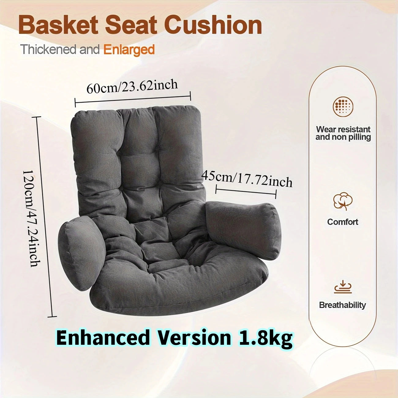 Velvet Egg Chair with Detachable Cushion