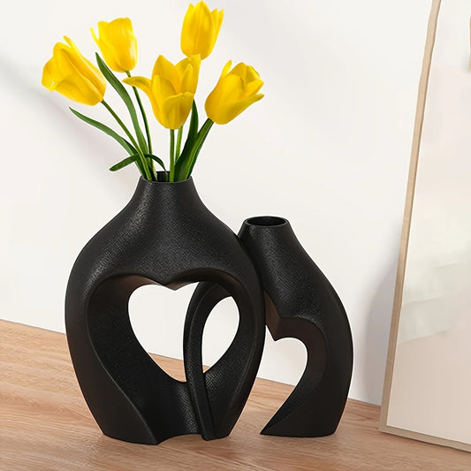 Elegant Heart-Shaped Ceramic Vase Set