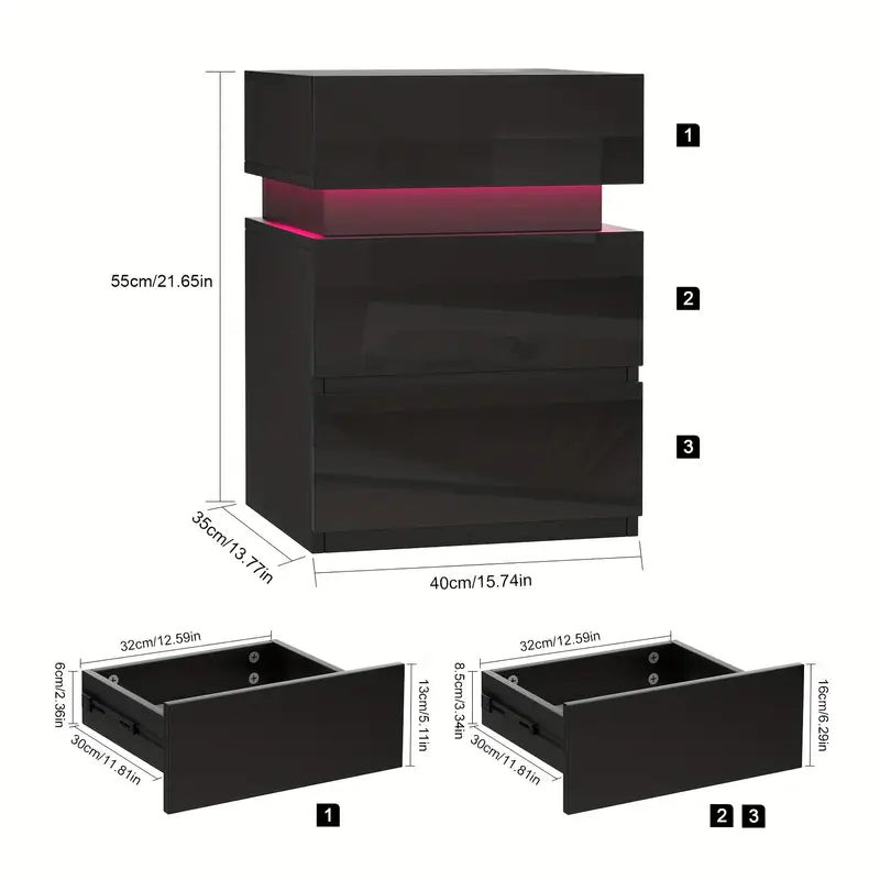 Glossy Finish Side Table for Bedroom