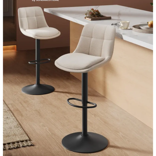 Bar Stool with Fabric Chair 2pcs