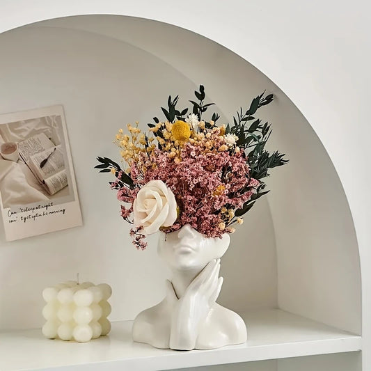 Contemporary Ceramic Face Vase for Home And Office Décor