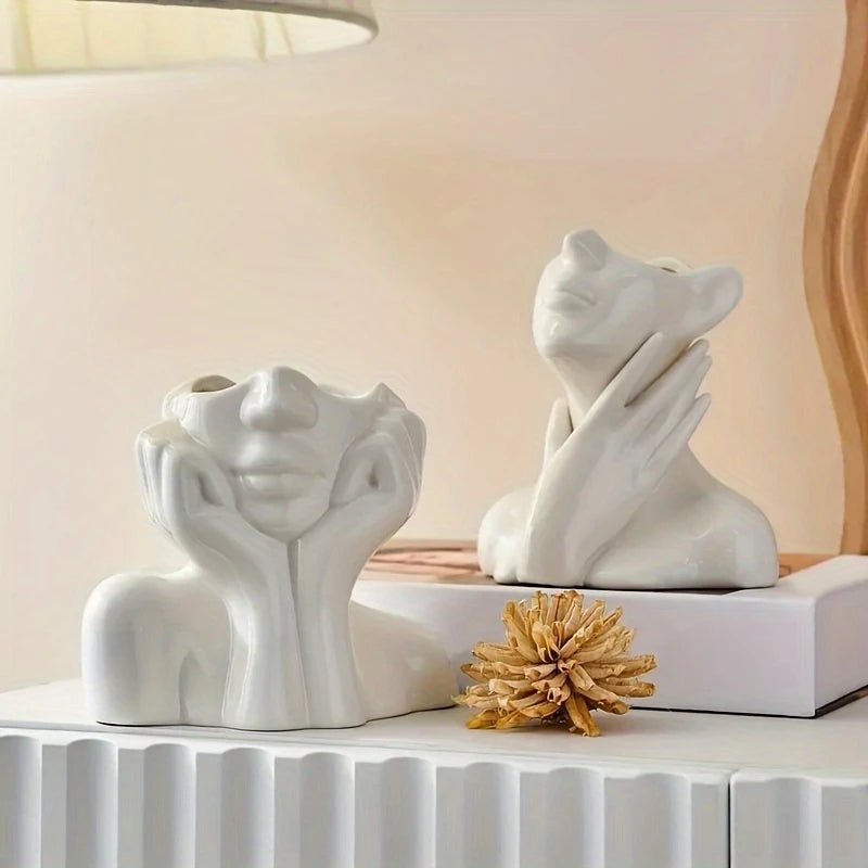 Contemporary Ceramic Face Vase for Home And Office Décor