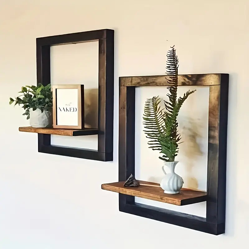 Retro Wooden Wall Shelf Set