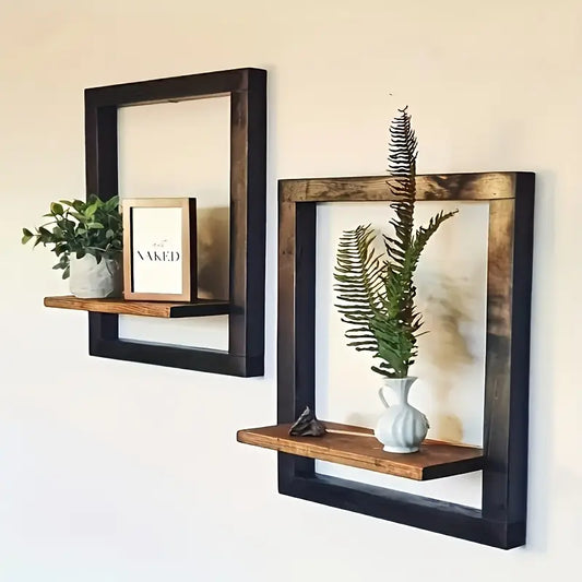 Retro Wooden Wall Shelf Set