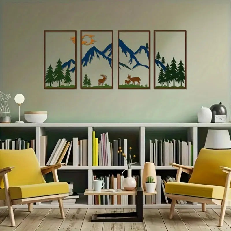 Abstract Mountain Scene Line Drawings