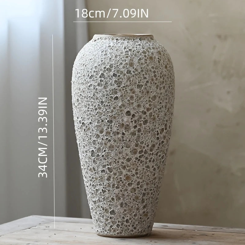 Large White Textured Ceramic Vase