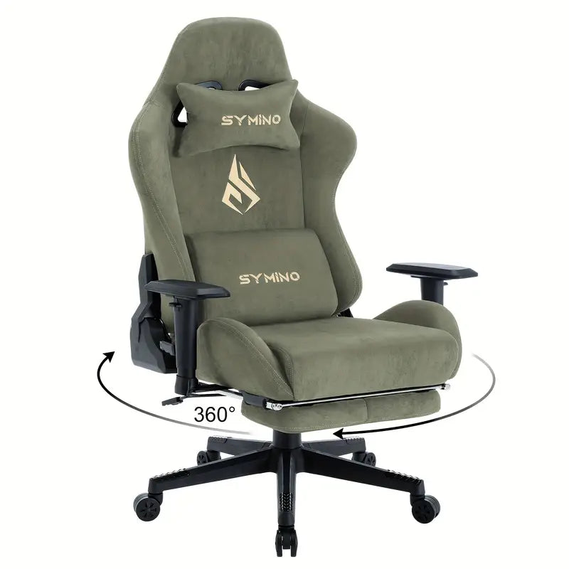 Soft Fabric Gaming Chair with Footrest