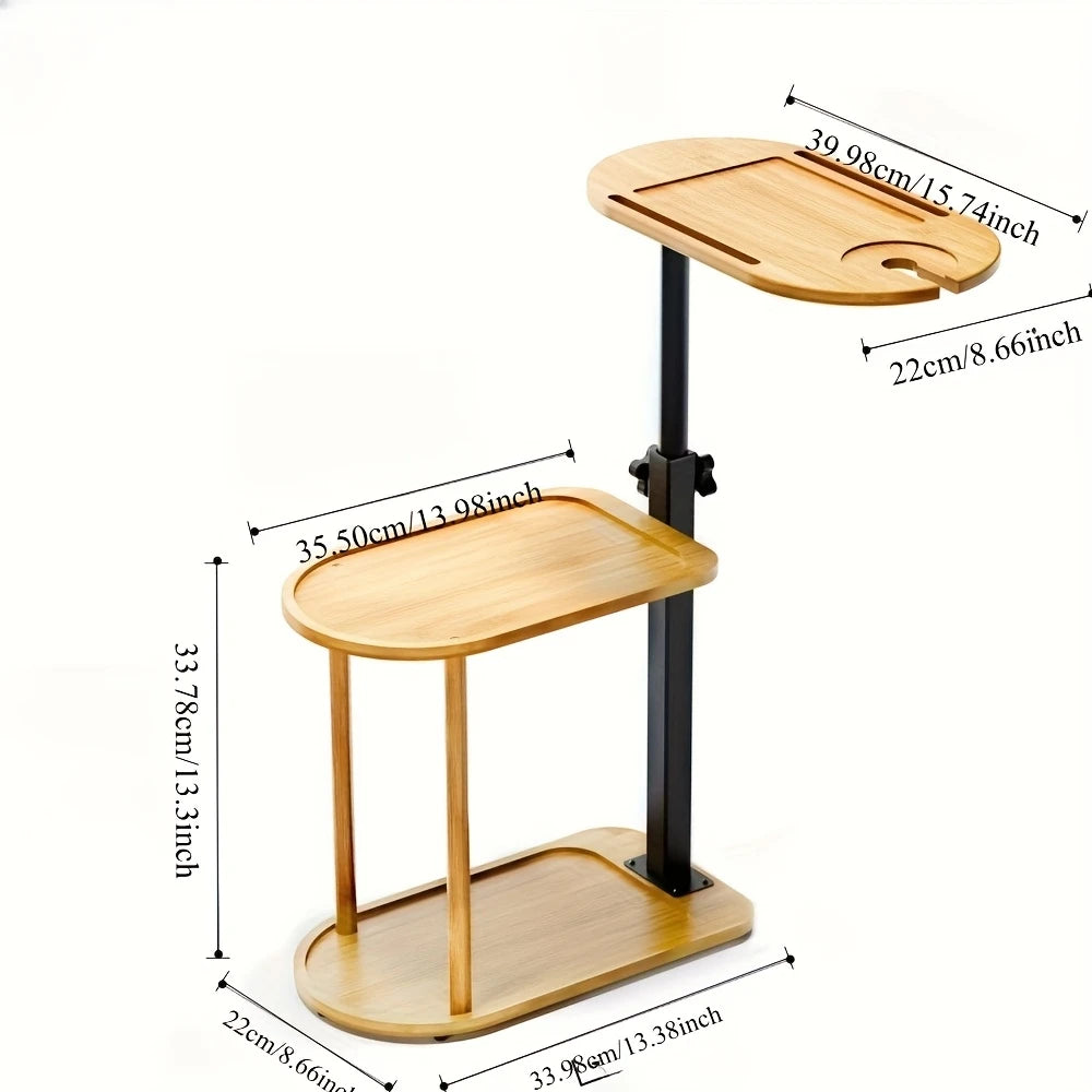 Rotating Bamboo Bathtub Side Table