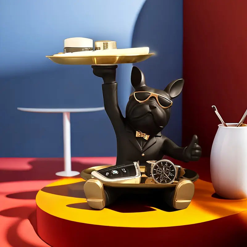 French Bulldog Resin Tray Figurine