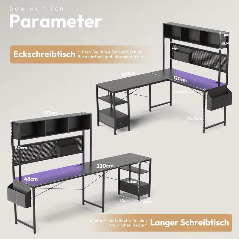 L-Shaped Computer Desk with Wall Panel