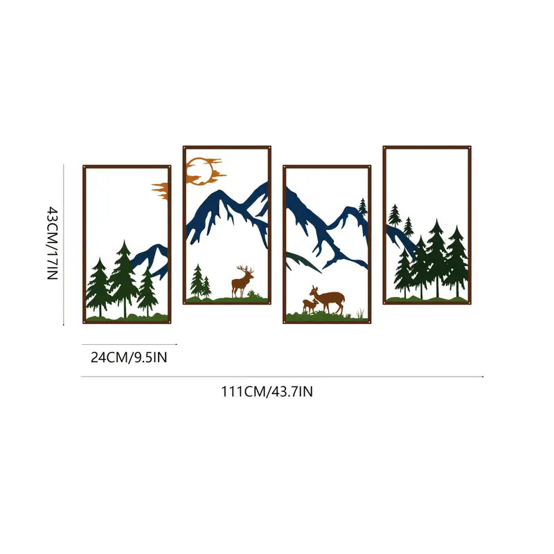 Abstract Mountain Scene Line Drawings