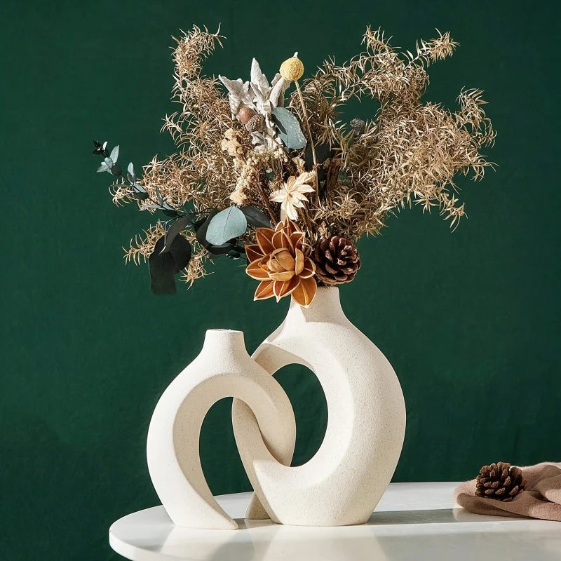Elegant Bohemian Geometric Vase Duo
