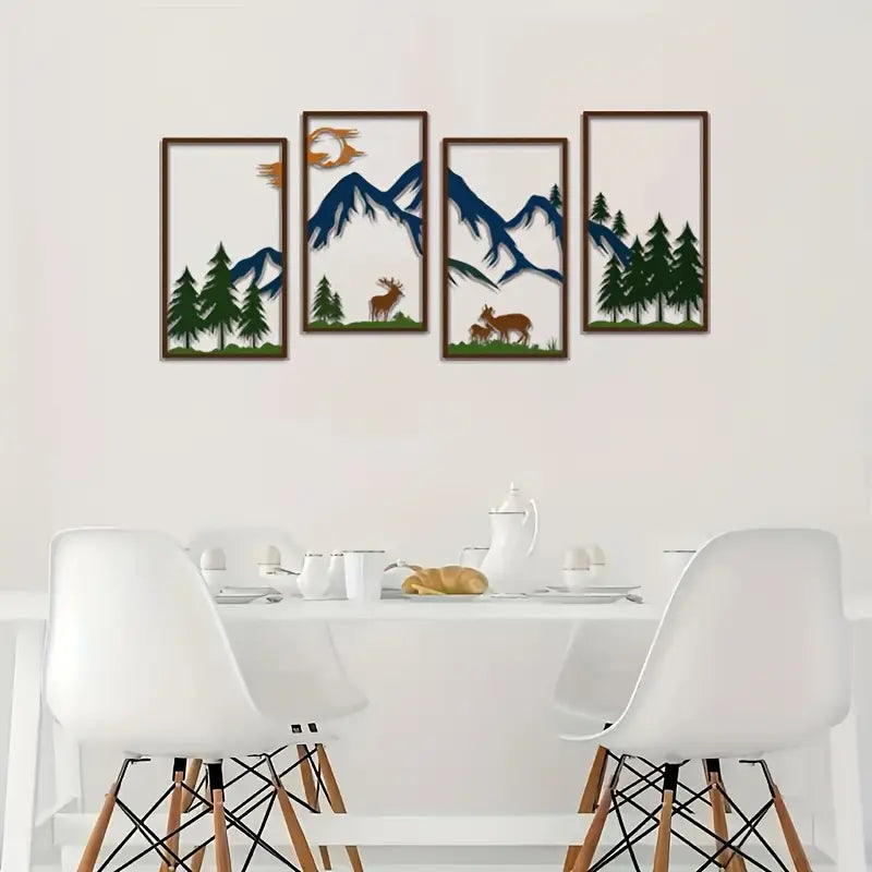 Abstract Mountain Scene Line Drawings