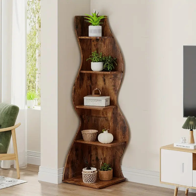 Curved Seagrass Inspired Corner Shelf